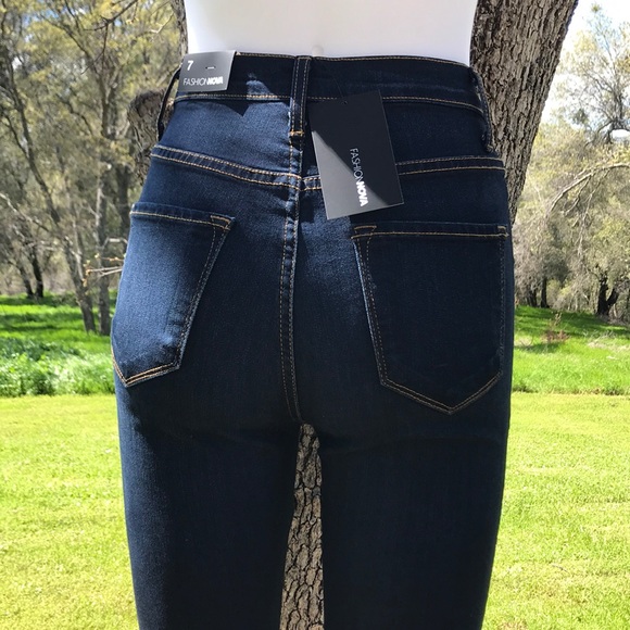Fashion Nova | High Waisted Dark Blue Wash Jean - Picture 5 of 8